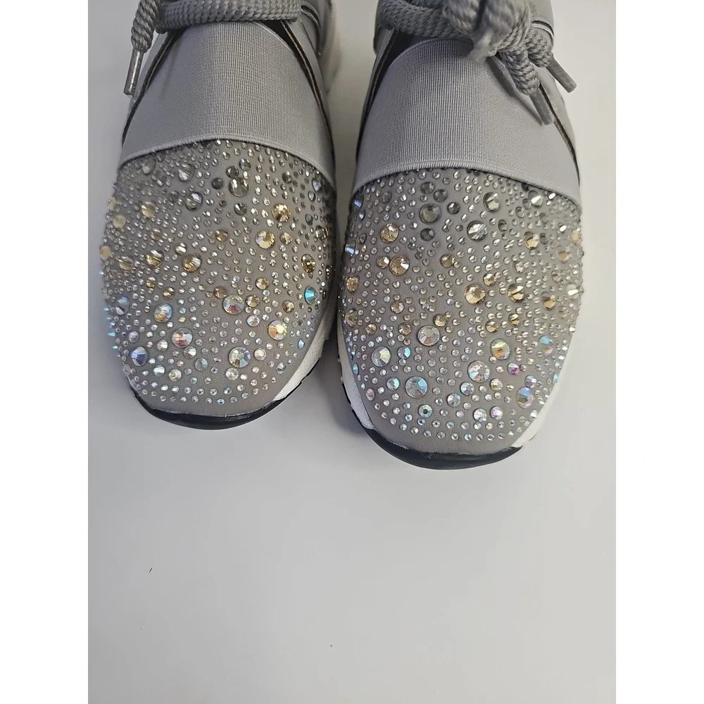 Carvela Women's Lament Bling Embellished Sneakers  Gray Size 38.5 - Picture 8 of 10